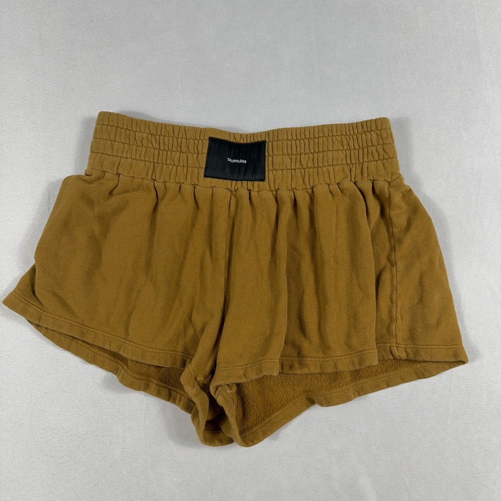 Talentless Women French Terry Sweat Shorts High Waist XL Mustard Yellow Brown